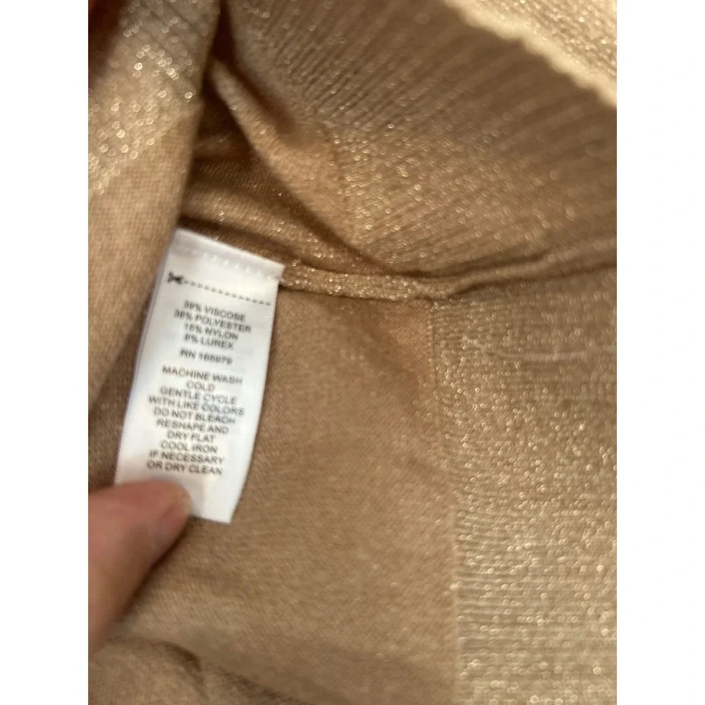 Cable & Gauge Womens Tan Glitter Knit Cardigan‎ Button Up Long Sleeve Top XLP